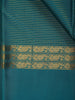 Teal Blue Stripes Woven Pure Kanchipuram Silk Saree - Diadem