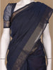 Dark Grey Solid Cotton Saree - Diadem