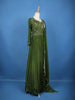 Bottle Green Mirror Work And Floral Embroidery Crepe Gown - Diadem