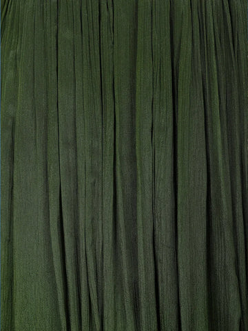 Bottle Green Mirror Work And Floral Embroidery Crepe Gown - Diadem