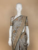 Grey Floral Designed Semi Tussar Silk Saree - Diadem