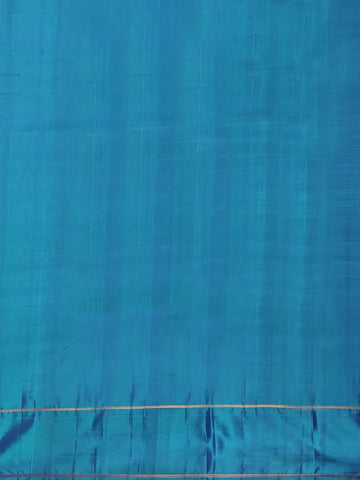 Blue Floral Woven Pure Kanchipuram Silk Saree - Diadem