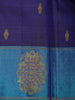 Blue Floral Woven Pure Kanchipuram Silk Saree - Diadem