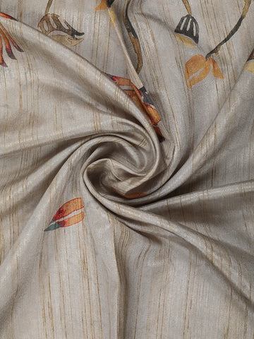Grey Floral Designed Semi Tussar Silk Saree - Diadem