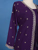 Deep Purple Embroidered Jacket Style Anarkali Gown - Diadem