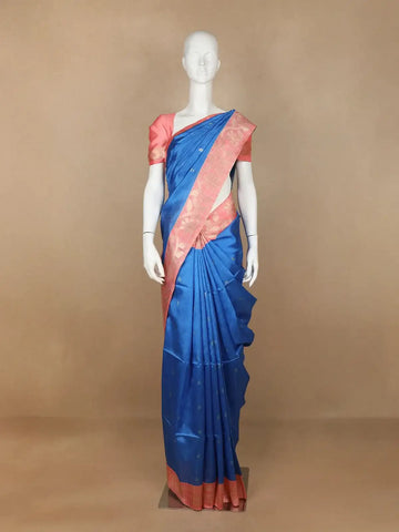 Blue Zari Buttis Art Silk Saree - Diadem