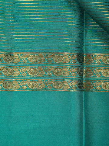 Blue Stripes Woven Pure Kanchipuram Silk Saree - Diadem