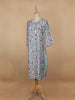 Sky Blue Floral Printed Cotton Kurti - Diadem
