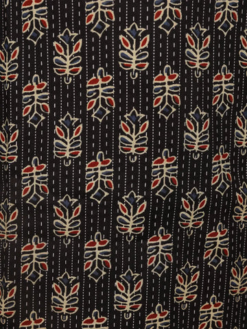 Black Floral Designed Cotton Salwar Suit - Diadem