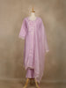 Lavender Floral Embroidered Silk Cotton Salwar Suit - Diadem