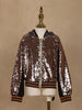 Black with Bronze Sequins Embellished Hoodie Jacket - Diadem