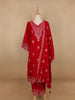 Red Floral Designed Velvet Co Ord Salwar Suit - Diadem
