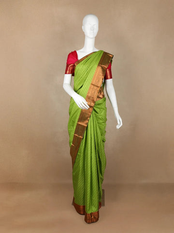 Parrot Green Abstract Design Art Silk Saree - Diadem