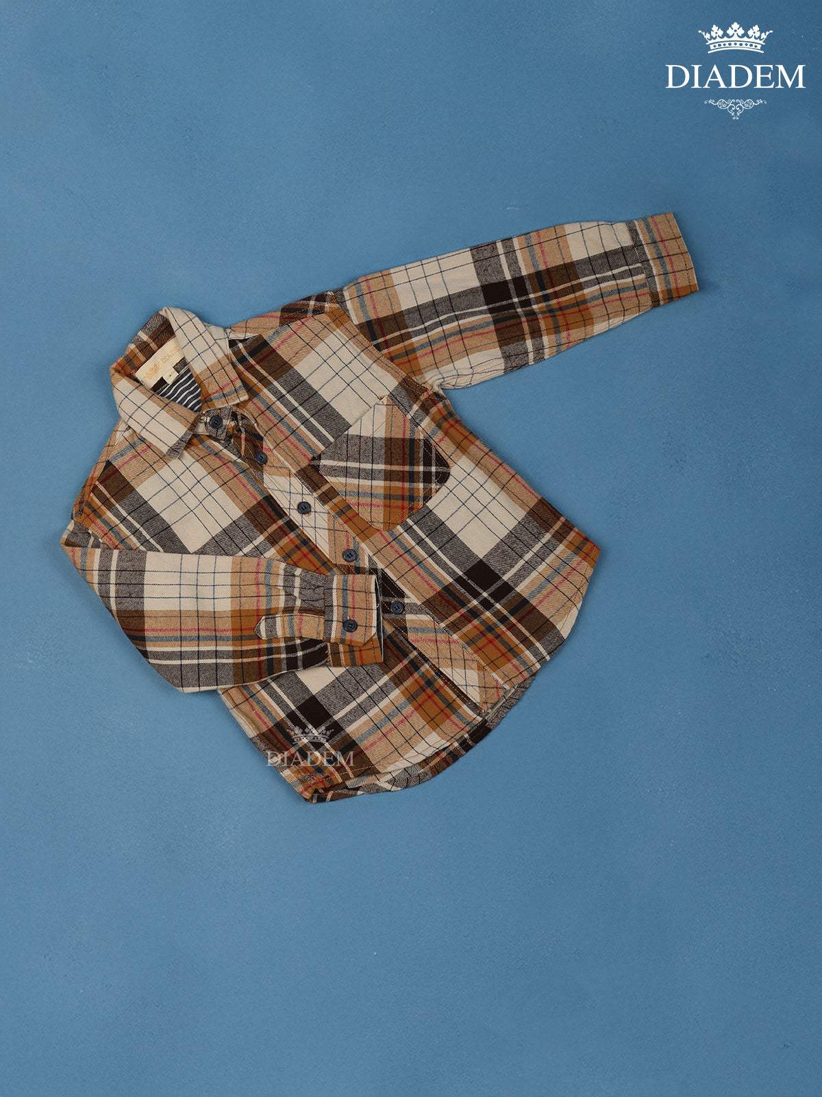 Brown Checked Full Sleeve Cotton Shirt - Diadem
