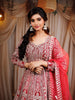 Red Floral and Paisley Embroidered Velvet Bridal Lehenga - Diadem