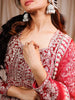 Red Floral and Paisley Embroidered Velvet Bridal Lehenga - Diadem