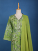 Green Floral Designed Cotton Salwar Suit - Diadem
