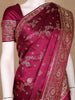 Dark Pink Floral Designed Bridal Banarasi Silk Saree - Diadem