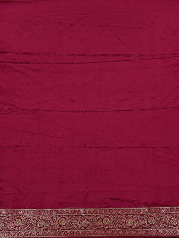Dark Pink Floral Designed Bridal Banarasi Silk Saree - Diadem
