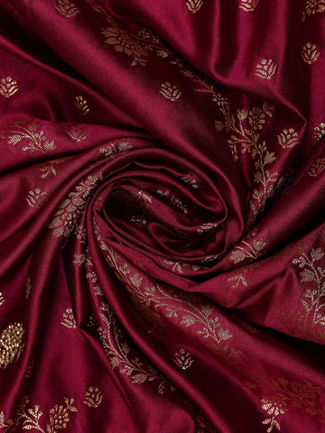 Dark Pink Floral Designed Bridal Banarasi Silk Saree - Diadem