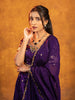 Dark Purple Floral Embroidered Raw Silk Bridesmaid Lehenga - Diadem
