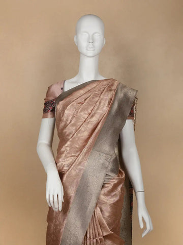 Woodrose Pink Abstract Designed Semi Tussar Silk Saree - Diadem
