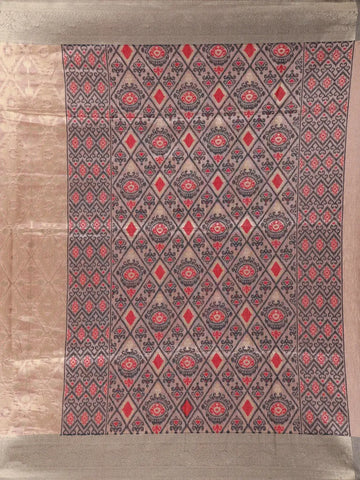Woodrose Pink Abstract Designed Semi Tussar Silk Saree - Diadem