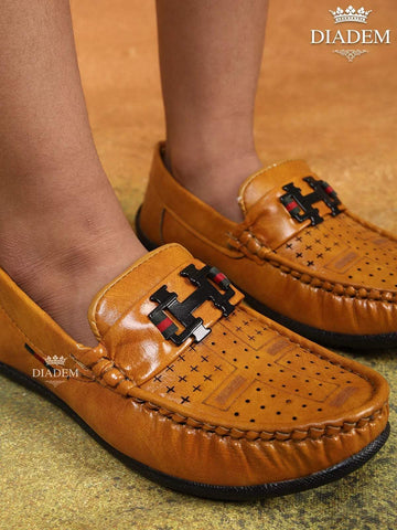 Tan Flat Loafers for Boys - Diadem