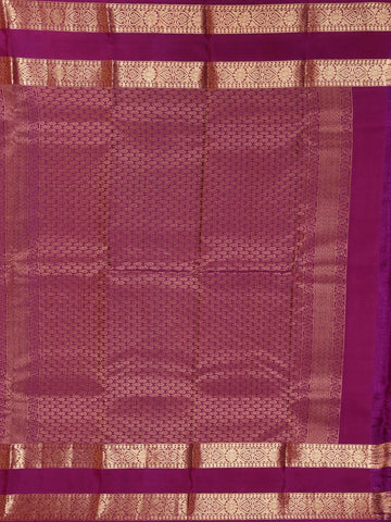 Purple Floral Motifs Pure Kanchipuram Silk Saree - Diadem