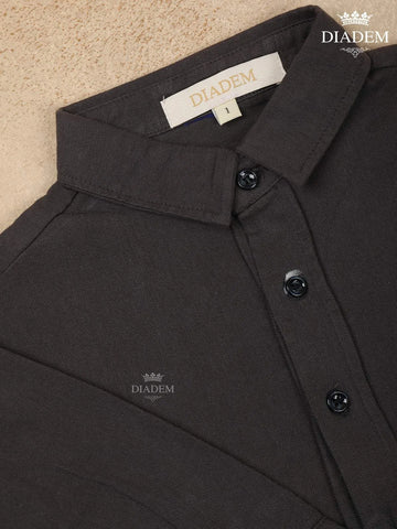 Black Plain Full Sleeve Cotton Shirt - Diadem