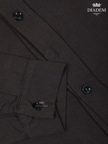 Black Plain Full Sleeve Cotton Shirt - Diadem