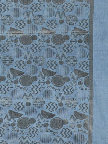 Blue Abstract Designed Semi Tussar Silk Saree - Diadem