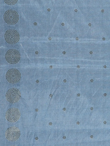 Blue Abstract Designed Semi Tussar Silk Saree - Diadem