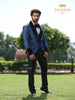 Royal Blue Jacquard 3-Piece Suit with Blazer Coat - Diadem