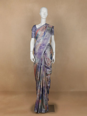Purple Abstract Designed Semi Tussar Silk Saree - Diadem