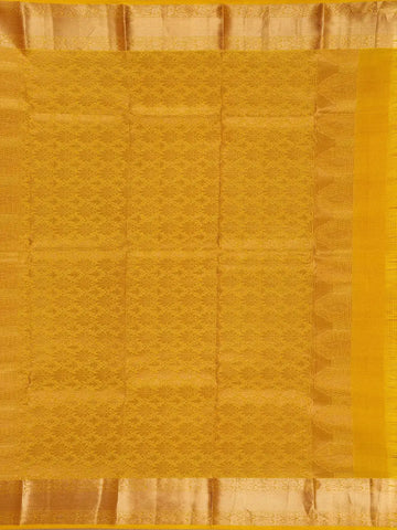 Yellow Floral Motifs pure Kanchipuram Silk Saree - Diadem
