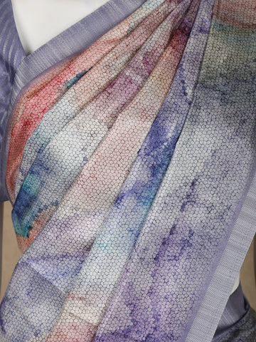 Purple Abstract Designed Semi Tussar Silk Saree - Diadem