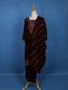 Dark Red Floral Designed Velvet Salwar Suit - Diadem