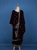 Dark Red Floral Designed Velvet Salwar Suit - Diadem