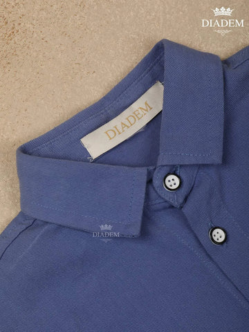 Blue Plain Full Sleeve Cotton Shirt - Diadem