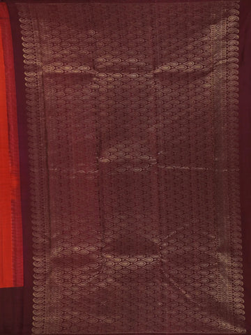 Rust Orange Peacock And Leaf Motif Pure Kanchipuram Silk Saree - Diadem