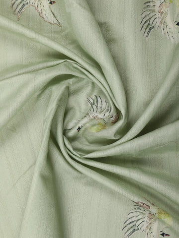 Pale Green Floral Designed Semi Tussar Silk Saree - Diadem