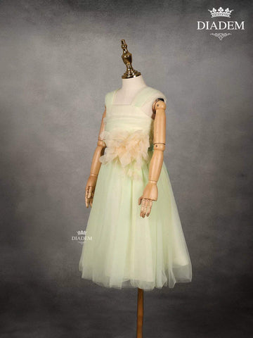Light Green Net Gown with Bow Belt - Diadem