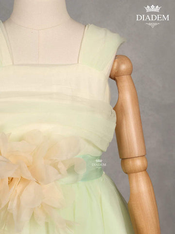 Light Green Net Gown with Bow Belt - Diadem