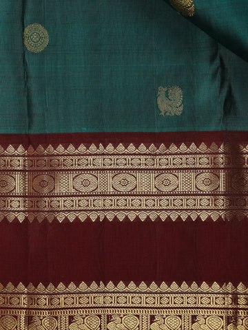 Blue Peacock Woven Pure Kanchipuram Silk Saree - Diadem