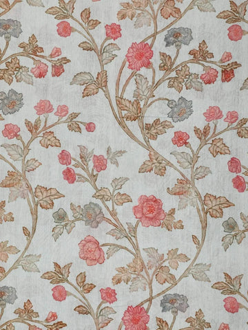 Light Blue Chanderi Silk Saree with Flower Vines Design on the Body with Designed Border - Diadem