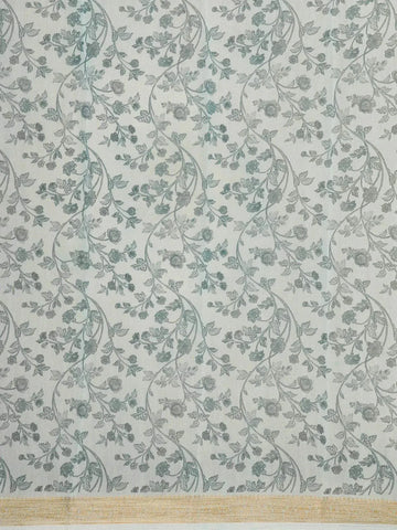 Light Blue Chanderi Silk Saree with Flower Vines Design on the Body with Designed Border - Diadem
