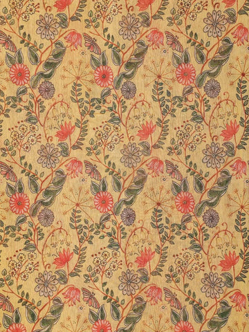 Mustard Yellow Chanderi Silk Saree with Floral Design on the Body with Matching Border - Diadem