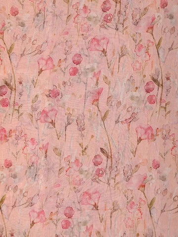 Baby Pink Chanderi Silk Saree with Flower and Leaf Design on the Body with Designed Border - Diadem