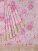 Light Pink Chanderi Silk Saree with Floral Prints on the body and Zari Border - Diadem